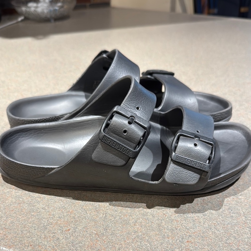 Birkenstock Charcoal Slide Sandals